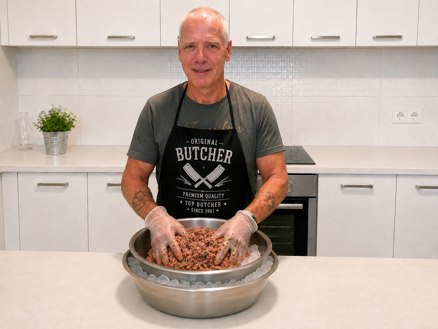 Me mixing meat