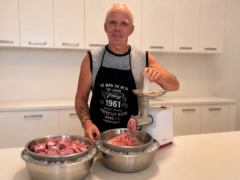 Me grinding meat